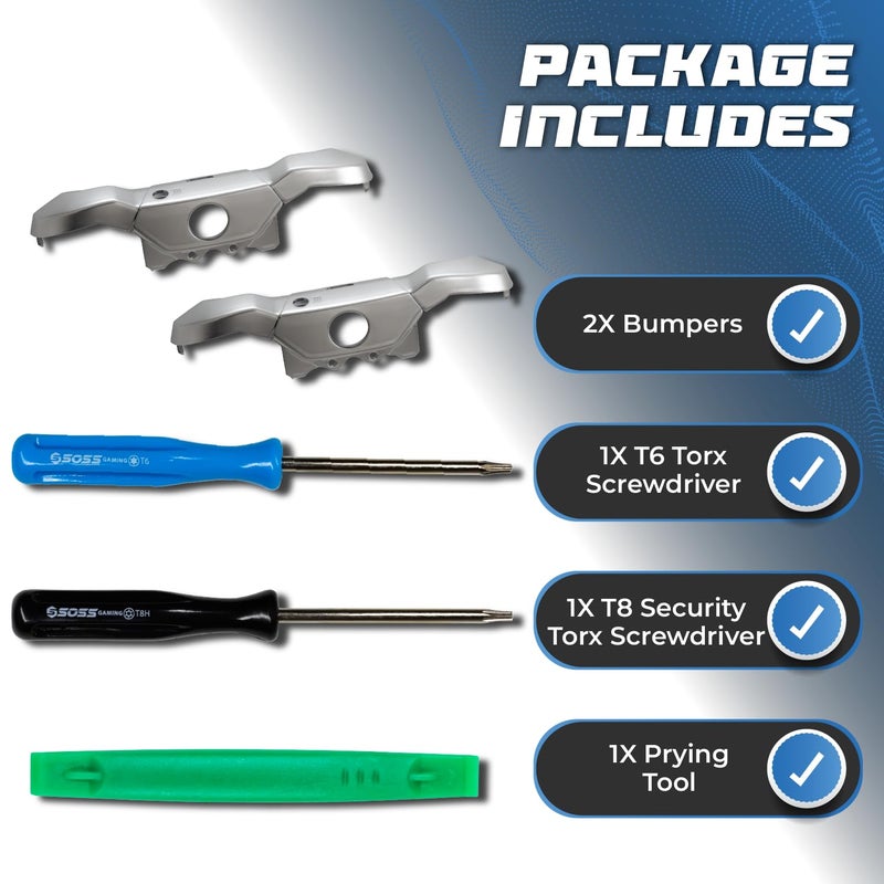 SOSS GAMINGÂ® 2024 Upgraded Bumpers Replacement Kit - Ultra Durable Version - Comes with T6 T8 Screwdriver Repair and Fix - For Xbox One Elite Series 1 Controllers - LB RB Button Triggers Parts (Elite - First Edition) - Image 4